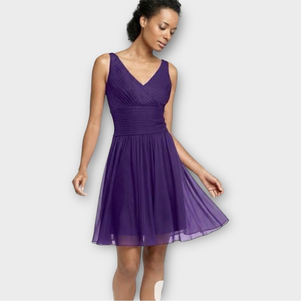 J.Crew Silk Chiffon Ruched Cross-Front Dress in Eggplant Women’s Size‎ 4P NWOT